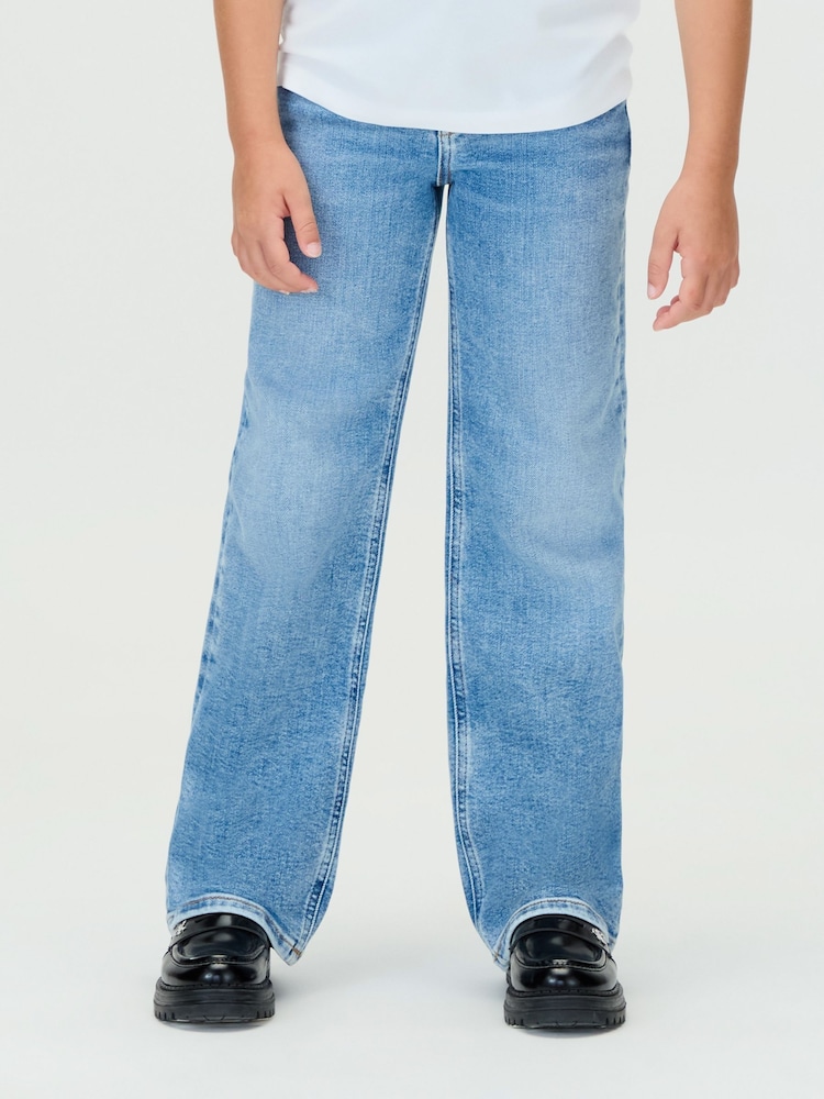 Calvin Klein Blue High Rise Wide Leg Jeans - Image 1 of 5 Calvin Klein Blue High Rise Wide Leg Jeans - Image 1 of 5