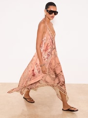 Lipsy Pink Marella Printed Maxi Hanky Hem Dress - Изображение 1 5