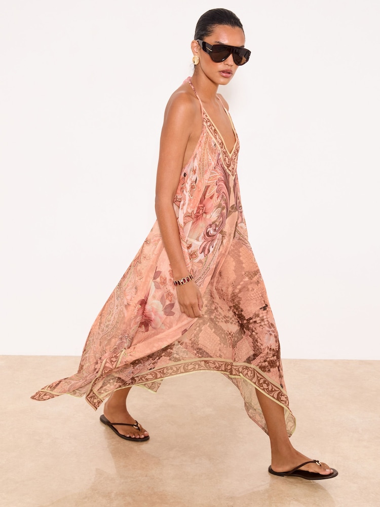 Lipsy Pink Marella Printed Maxi Hanky Hem Dress - Изображение 1 5