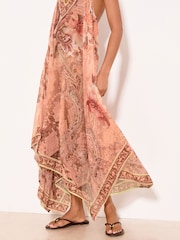 Lipsy Pink Marella Printed Maxi Hanky Hem Dress - Изображение 3 5
