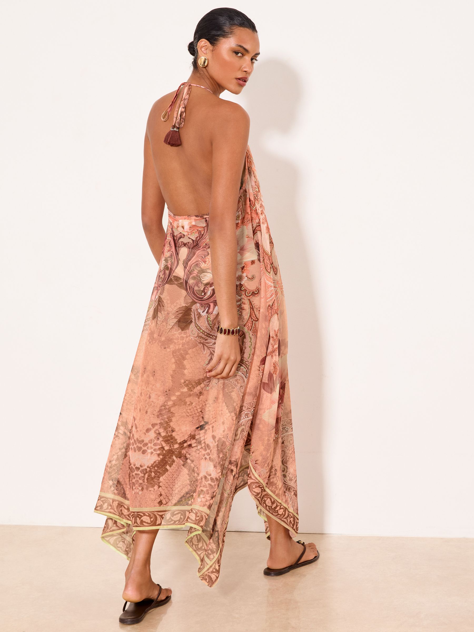 Buy Lipsy Pink Printed Maxi Strappy Hanky Hem Beach Cover-Up Dress