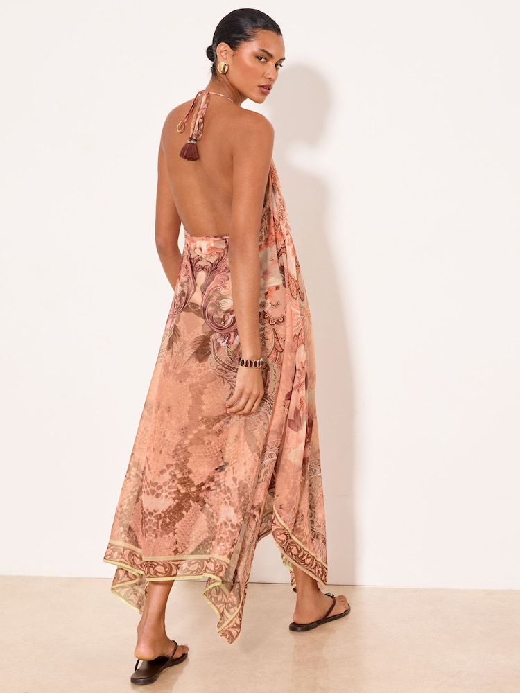 Lipsy Pink Marella Printed Maxi Hanky Hem Dress - Изображение 5 5