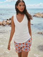 White Raw Seam Detail Thick Strap Vest - Image 1 of 8