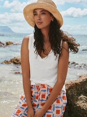 White Raw Seam Detail Thick Strap Vest - Image 3 of 8