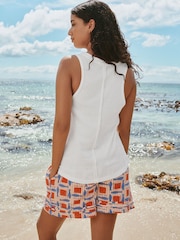 White Raw Seam Detail Thick Strap Vest - Image 4 of 8