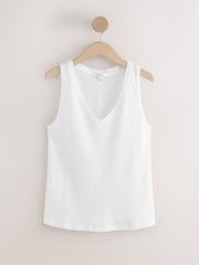 White Raw Seam Detail Thick Strap Vest - Image 6 of 8