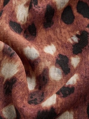 Deer Print V-Neck Short Sleeve Top with Linen - Image 3 of 3