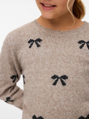 VERO MODA Brown Bow Detail Knitted Jumper - Image 4 of 5