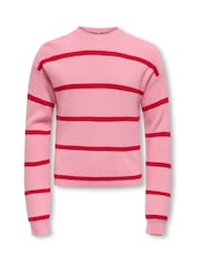 ONLY KIDS Pink Striped Knitted Jumper - Image 1 of 3