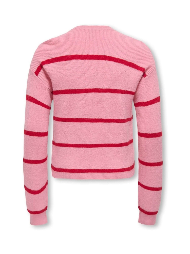 ONLY KIDS Pink Striped Knitted Jumper - Image 2 of 3 ONLY KIDS Pink Striped Knitted Jumper - Image 2 of 3