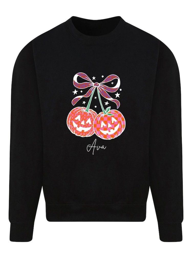 Personalised Kid's Cherry Pumpkin Sweatshirt by Koko Blossom - Image 1 of 2