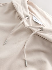 Ecru White Cotton Rich Lightweight Jersey Hoodie - Image 6 of 7
