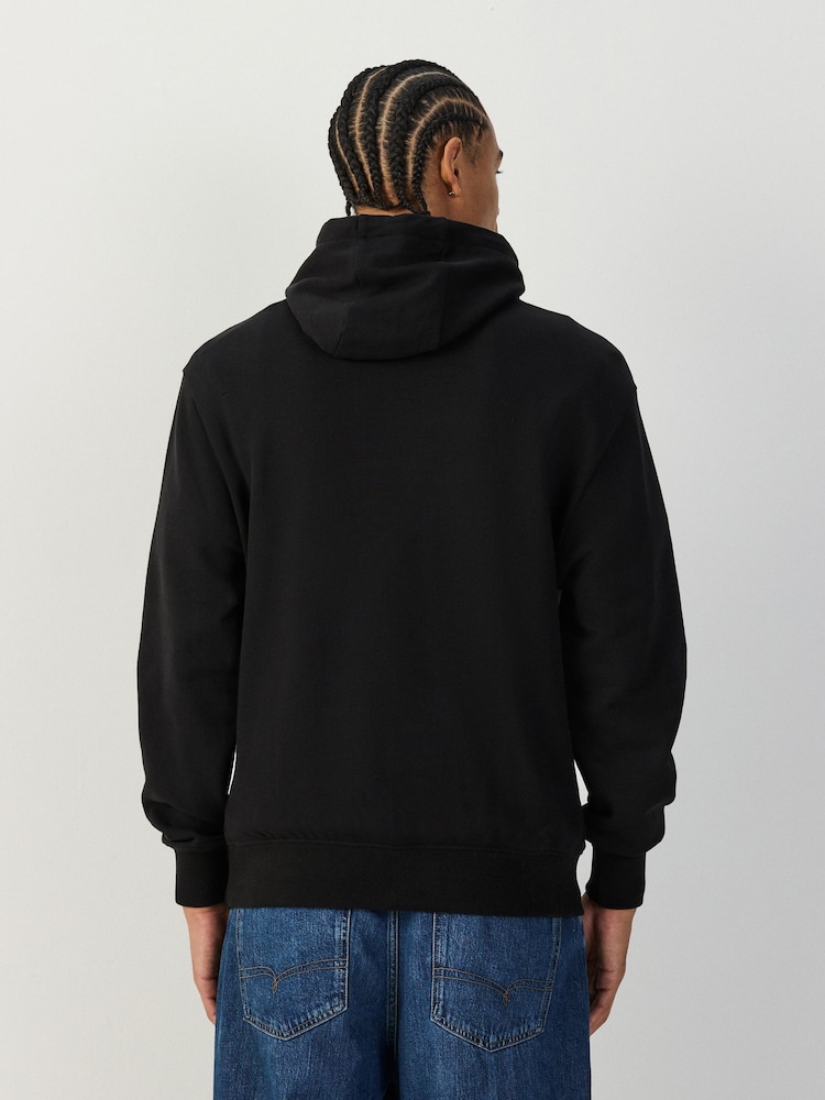 Black Cotton Rich Lightweight Jersey Hoodie - Image 2 of 8