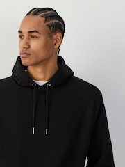 Black Cotton Rich Lightweight Jersey Hoodie - Image 3 of 8