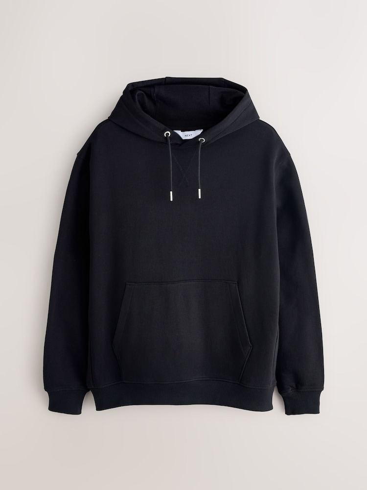 Black Cotton Rich Lightweight Jersey Hoodie - Image 8 of 8