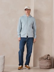 Albastru deschis - Smart Rib Textured Zip Through Hoodie - Imaginea 4 din 10