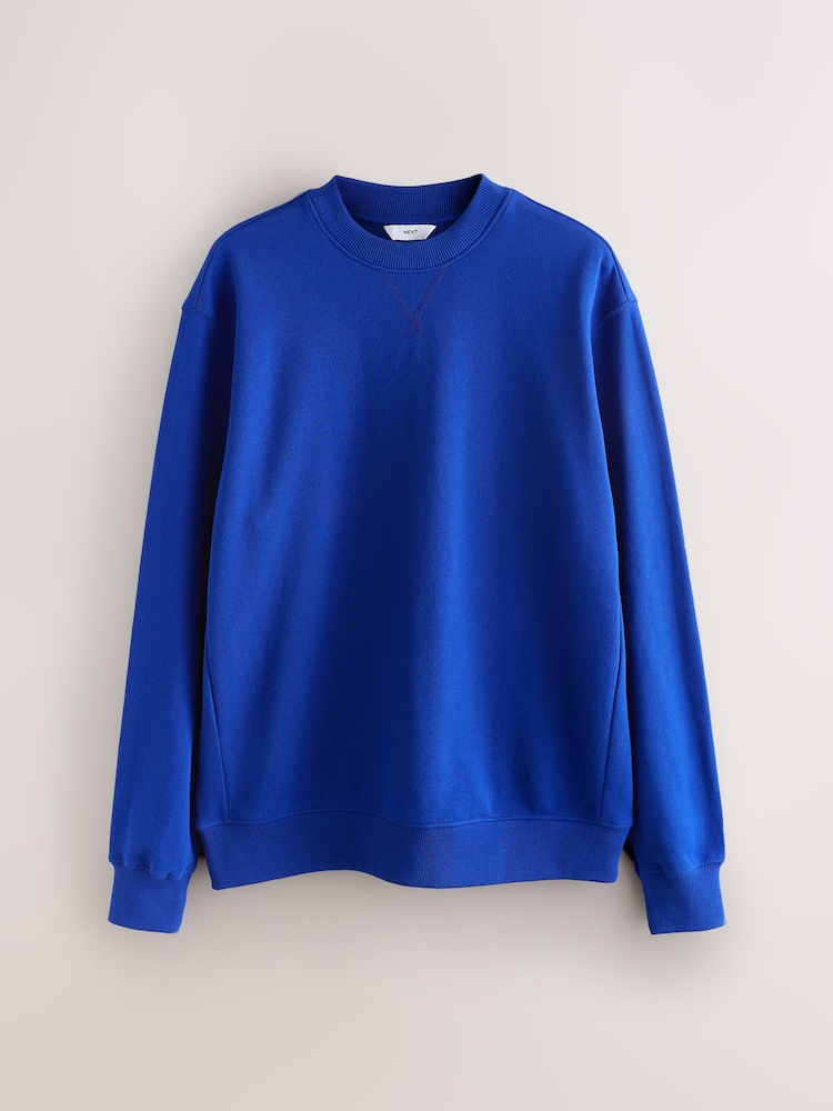 Royal Blue Cotton Rich Lightweight Jersey Crew Sweatshirt - Image 1 of 3