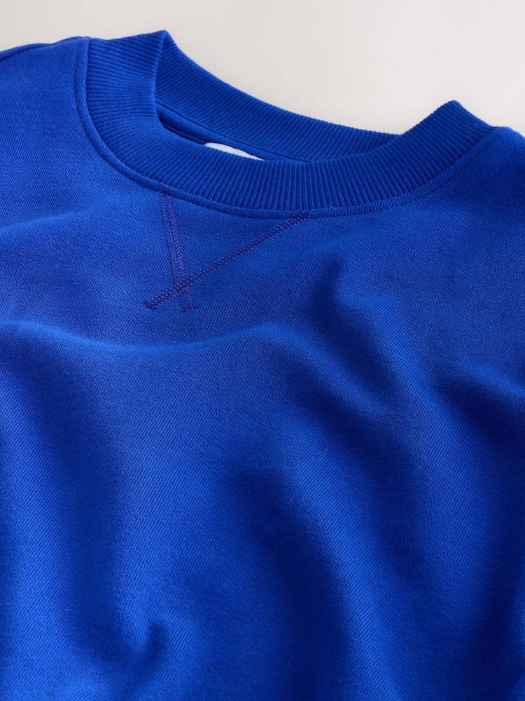 Royal Blue Cotton Rich Lightweight Jersey Crew Sweatshirt - Image 3 of 3