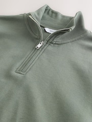 Khaki Green Cotton Rich Lightweight Jersey Quarter Zip Sweatshirt - Image 7 of 8