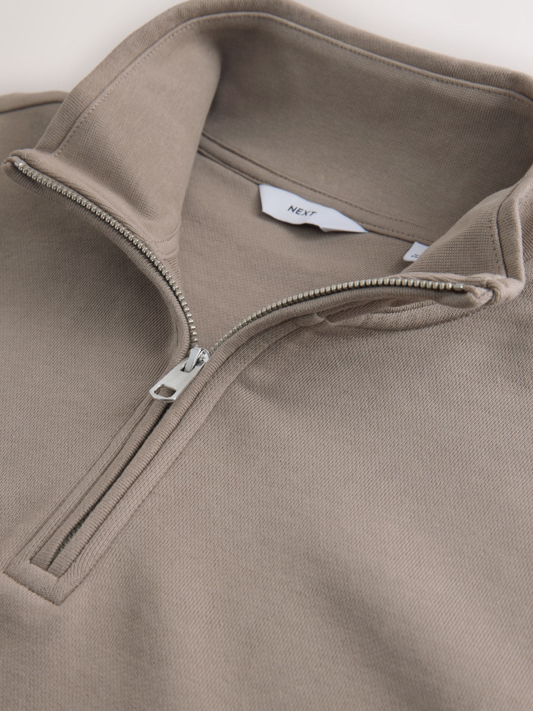 Buy Neutral Stone Cotton Rich Lightweight Jersey Quarter Zip