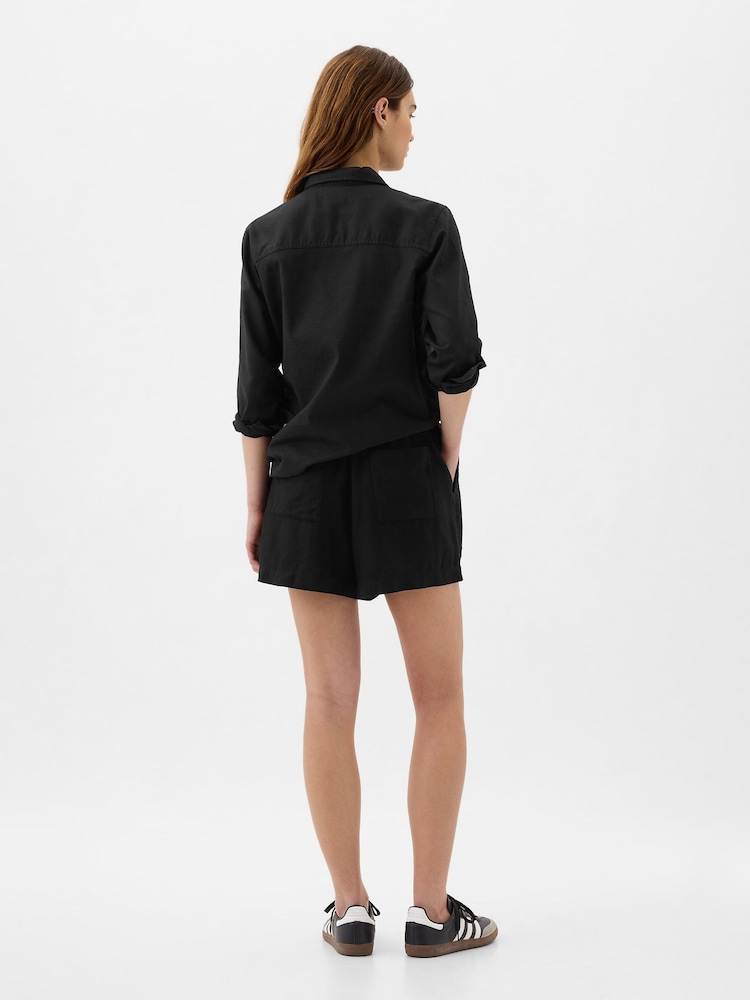 Gap Black Linen Blend Pull On Shorts - Image 2 of 2