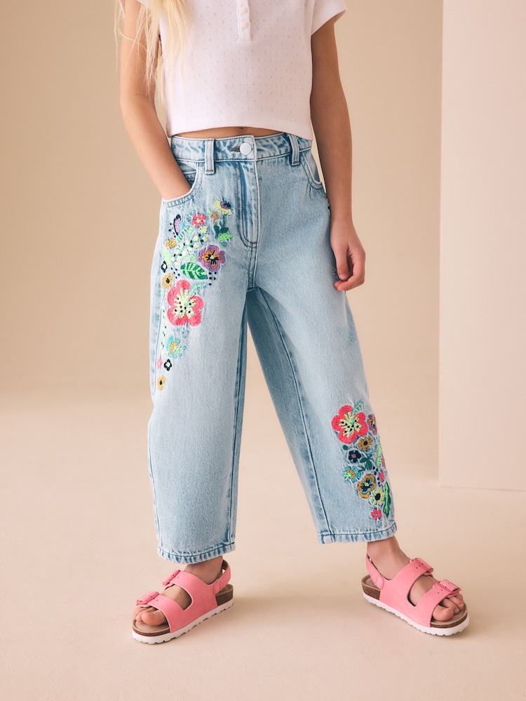 Fluro Embroidery - Barrel Leg Jeans (3-16yrs) - Imaginea 1 din 11
