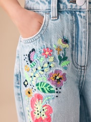 Fluro Embroidery - Barrel Leg Jeans (3-16yrs) - Imaginea 4 din 11