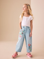 Fluro Embroidery - Barrel Leg Jeans (3-16yrs) - Imaginea 6 din 11