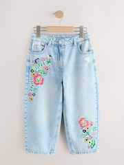 Fluro Embroidery - Barrel Leg Jeans (3-16yrs) - Imaginea 8 din 11