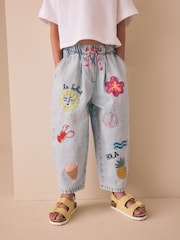 Fruit Embroidery - Barrel Leg Jeans (3-16yrs) - Imaginea 1 din 3