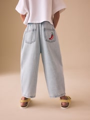 Fruit Embroidery - Barrel Leg Jeans (3-16yrs) - Imaginea 2 din 3