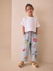 Fruit Embroidery - Barrel Leg Jeans (3-16yrs) - Imaginea 3 din 3