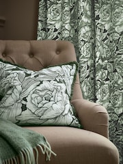 Burleigh X Bedeck Of Belfast Green Hibiscus Fringed Edge Cushion - Image 1 of 4