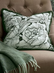 Burleigh X Bedeck Of Belfast Green Hibiscus Fringed Edge Cushion - Image 2 of 4
