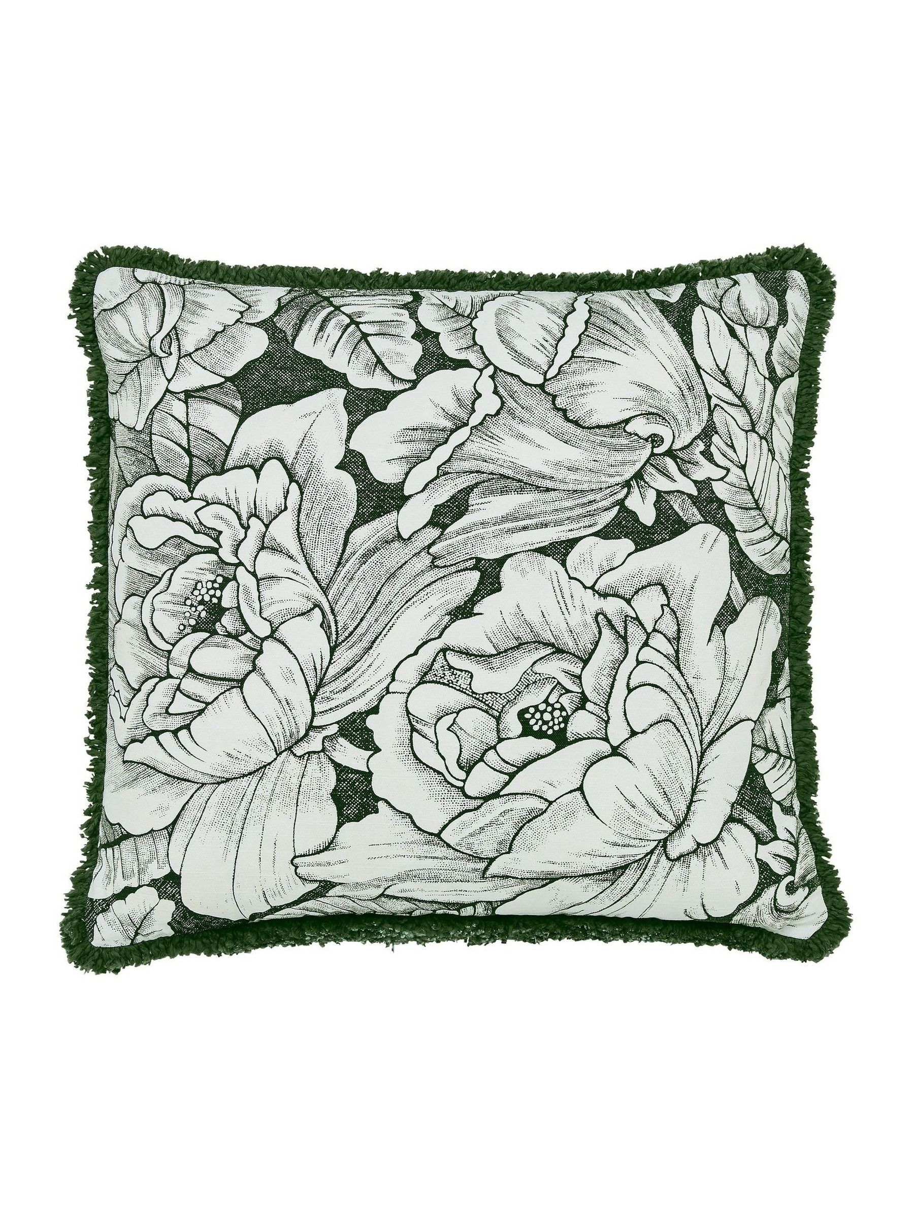 クッション・座布団 Burleigh Hibiscus Cushion 50cm x 50cm, Buy Burleigh X Bedeck Of Belfast Green Hibiscus Fringed Edge