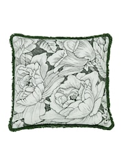 Burleigh X Bedeck Of Belfast Green Hibiscus Fringed Edge Cushion - Image 3 of 4