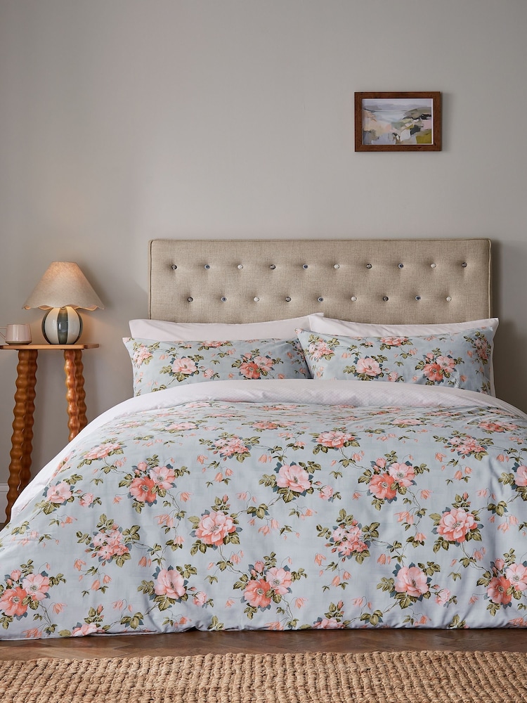 Helena Springfield Duck Egg Powder Pink Wild Rose Duvet Set - Image 1 of 6 Helena Springfield Duck Egg Powder Pink Wild Rose Duvet Set - Image 1 of 6