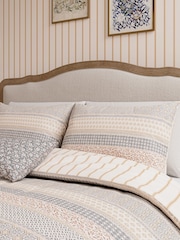 Helena Springfield Graphite Copper Folk Stripe 100% Cotton Duvet Set - Image 3 of 5