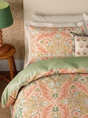 Morris & Co Rose Pale Olive Earthly Paradise 200 TC Cotton Duvet Set - Image 3 of 5
