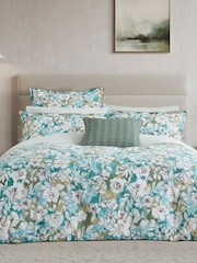 Bedeck of Belfast Blue Green Azmi 200 TC Sq Pillowcases Pair - Image 1 of 5