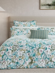 Bedeck of Belfast Blue Green Azmi 200 TC Sq Pillowcases Pair - Image 3 of 5