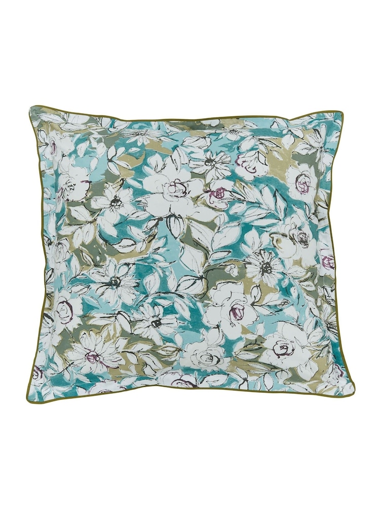 Bedeck of Belfast Blue Green Azmi 200 TC Sq Pillowcases Pair - Image 5 of 5
