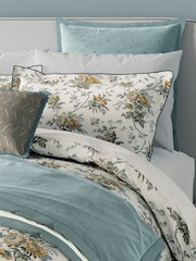 Bedeck of Belfast Duck Egg Sybil Embroidered 200 TC Pillowcases Pair - Image 1 of 5