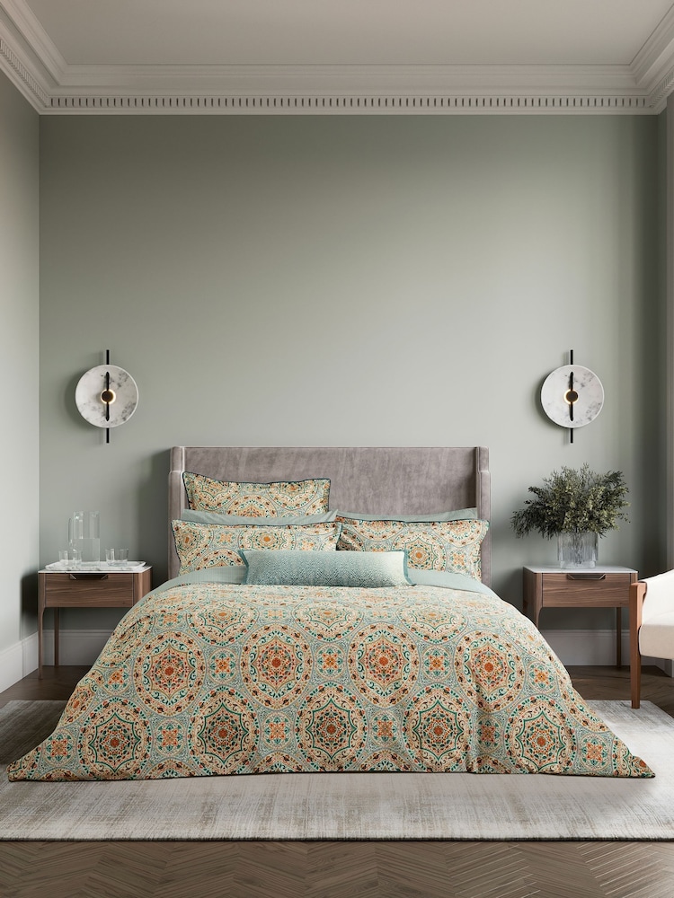 Bedeck of Belfast Gold/Teal Addison 200 Thread Count Duvet Set - Image 2 of 6 Bedeck of Belfast Gold/Teal Addison 200 Thread Count Duvet Set - Image 2 of 6