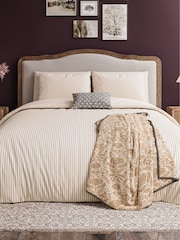Helena Springfield Graphite Copper Ticking Stripe 100% Cotton Duvet Set - Image 1 of 5