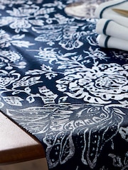 Bedeck of Belfast Midnight Navy Saja Stripe 100% Cotton Table Runner - Image 2 of 4