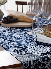 Bedeck of Belfast Midnight Navy Saja Stripe 100% Cotton Table Runner - Image 3 of 4