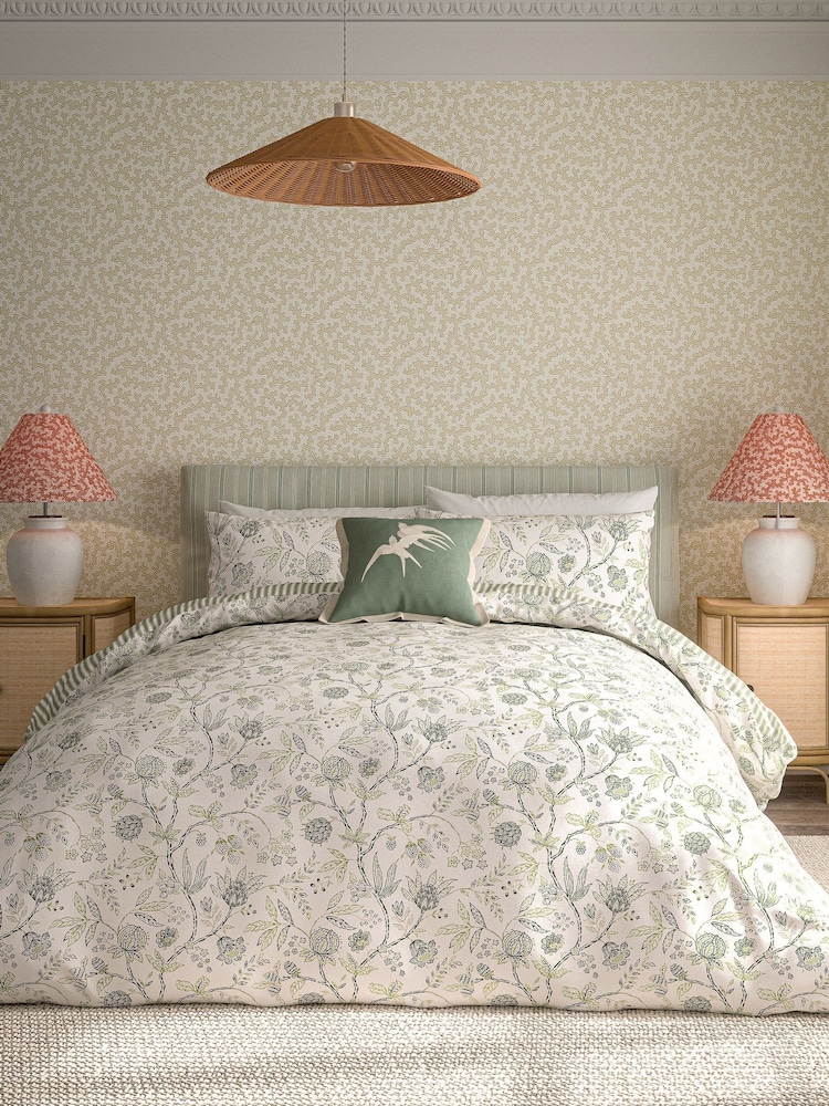 Sanderson Green Solaine 100% Cotton Duvet Set - Image 2 of 6
