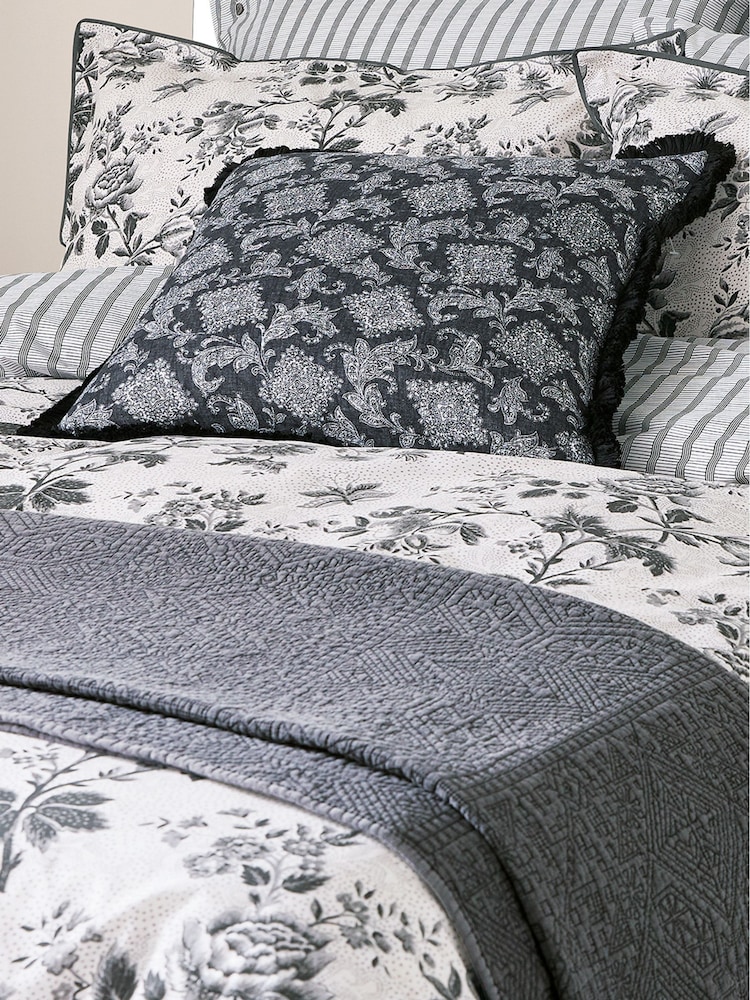 Bedeck of Belfast Chalk Charcoal Florence Cotton Cushion - Image 1 of 6 Bedeck of Belfast Chalk Charcoal Florence Cotton Cushion - Image 1 of 6