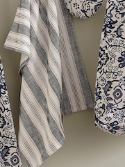 Bedeck of Belfast Set of 2 Charcoal Saja Stripe 100% Cotton Tea Towels - Image 1 of 3